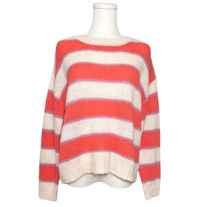 Easy Clothes Coral Lavender Striped Mohair Blend Lightweight Sweater Medium